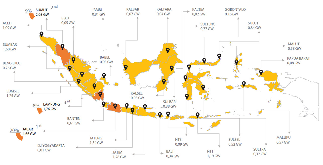 Peta sebaran potensi energi panas bumi Indonesia